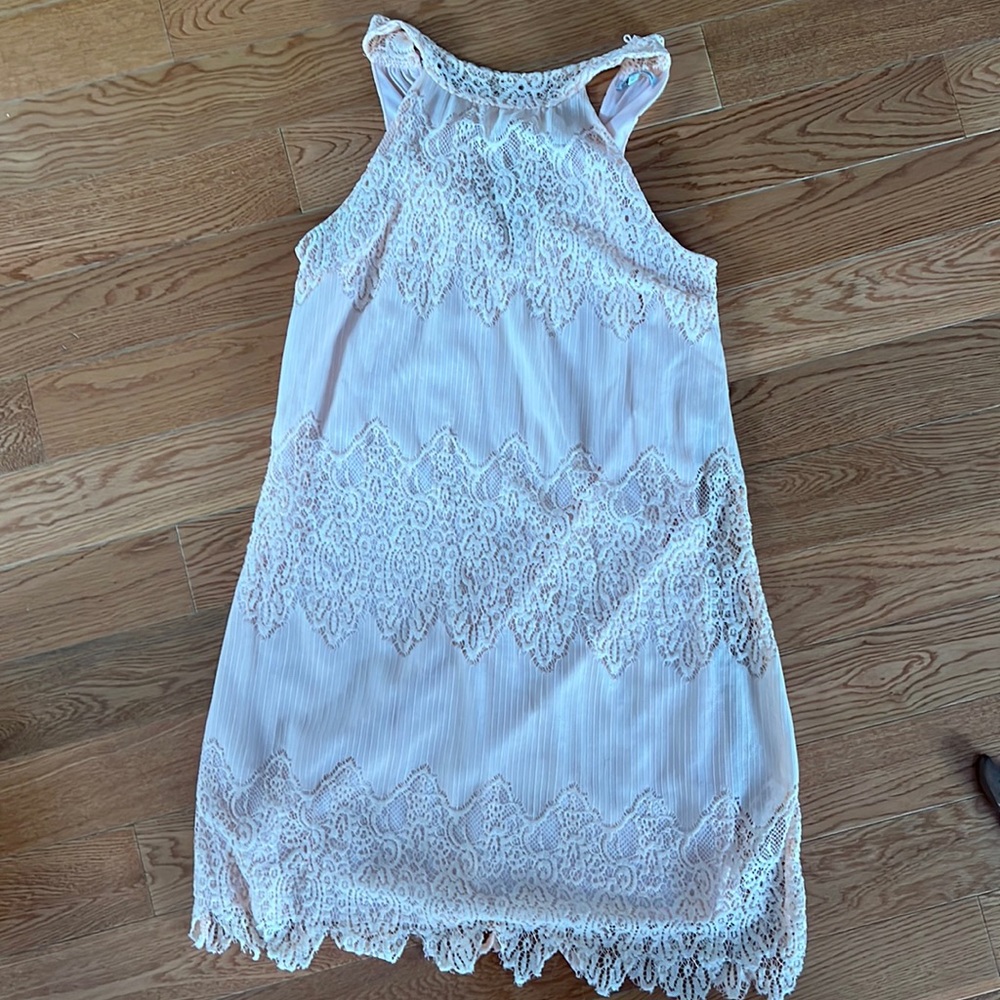 Peach lace halter dress